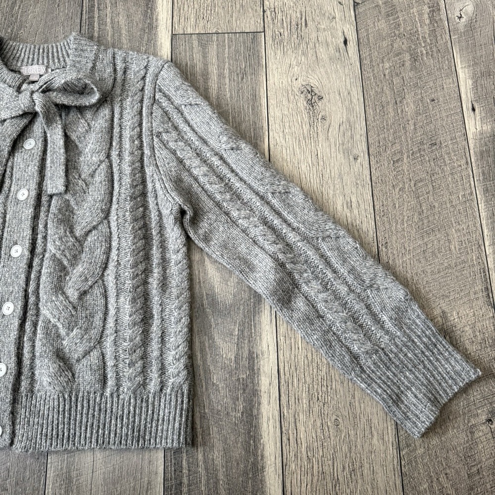 J.Crew Cardigan Coquette Sweater Gray Wool Alpaca Blend Cottage Preppy Womens M - Picture 11 of 16